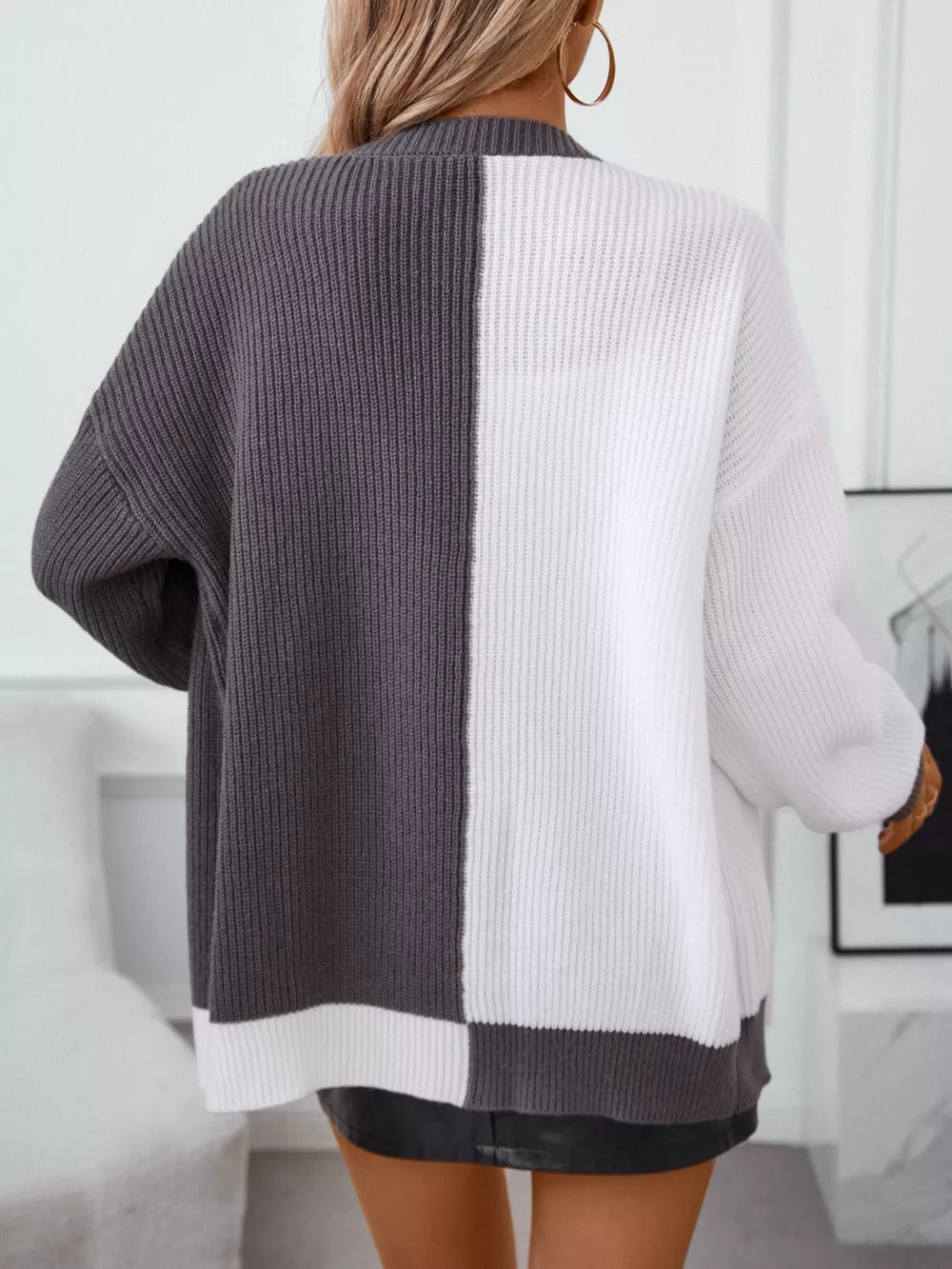 Color Block Open Front Knit Cardigan, image 11