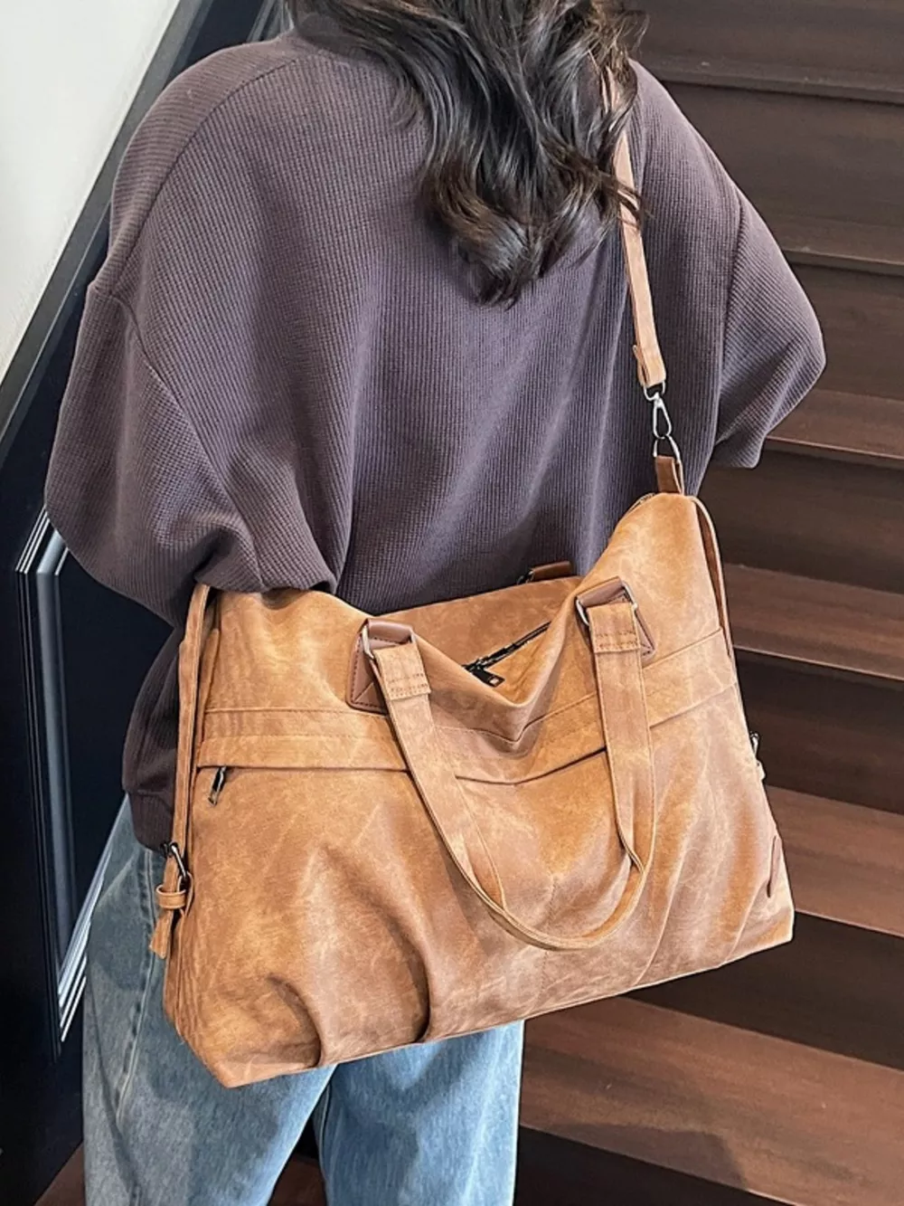 Vintage Adjustable Strap Duffel Bag, image 3