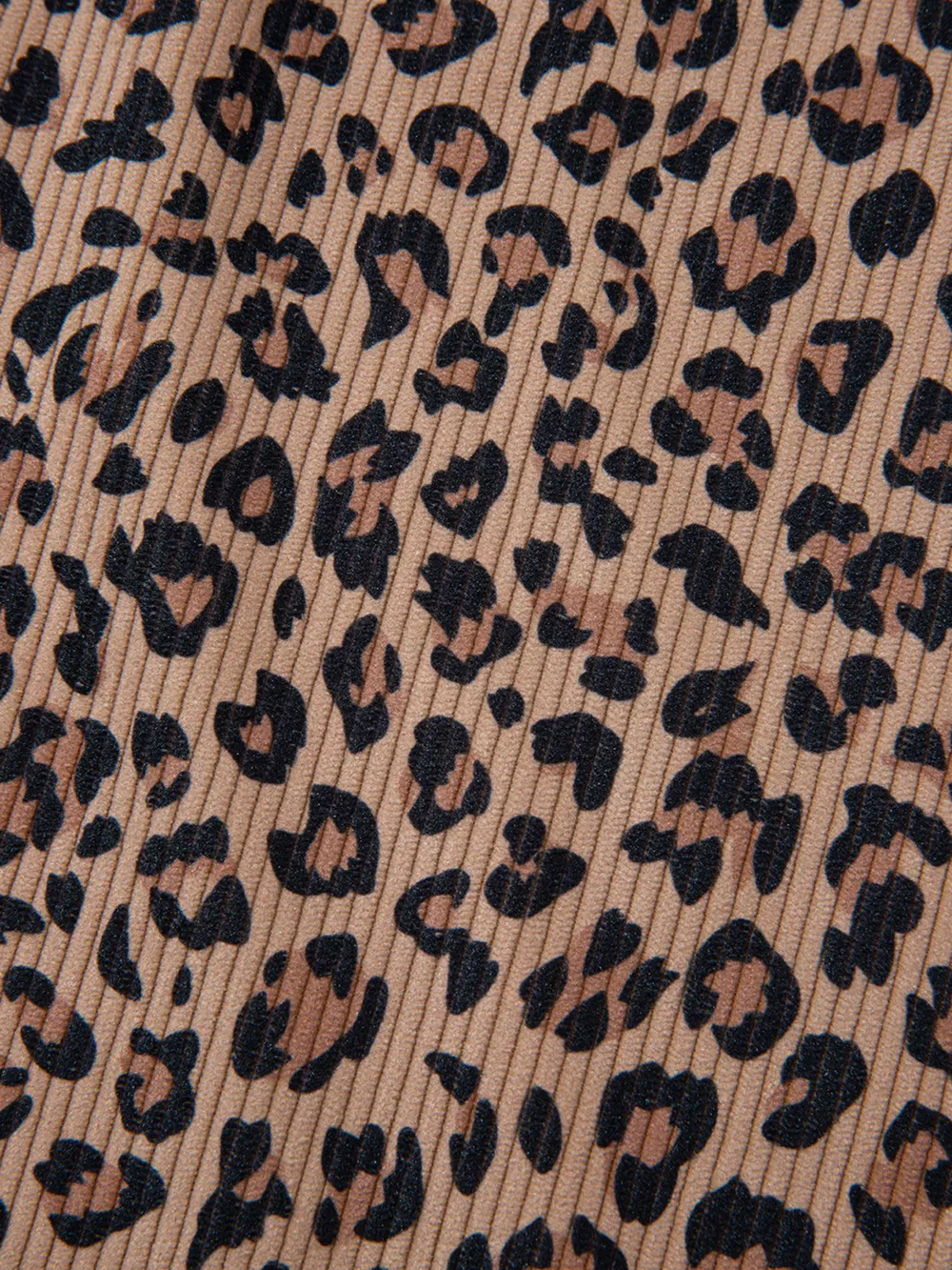 Ribbed Leopard Print Contrast Collar Zip Hoodie, image 10