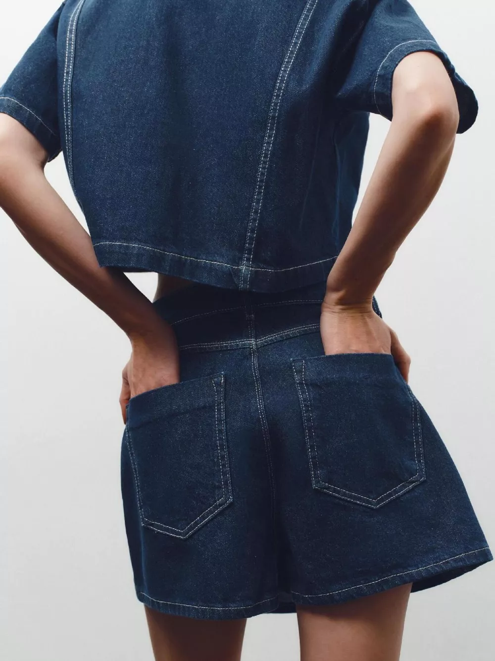 Button Up Short Sleeve Top and Skort Denim Set, image 21