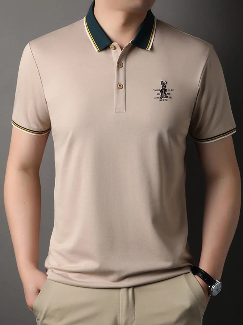Men's Plus Size Collared Neck Short Sleeve Polo