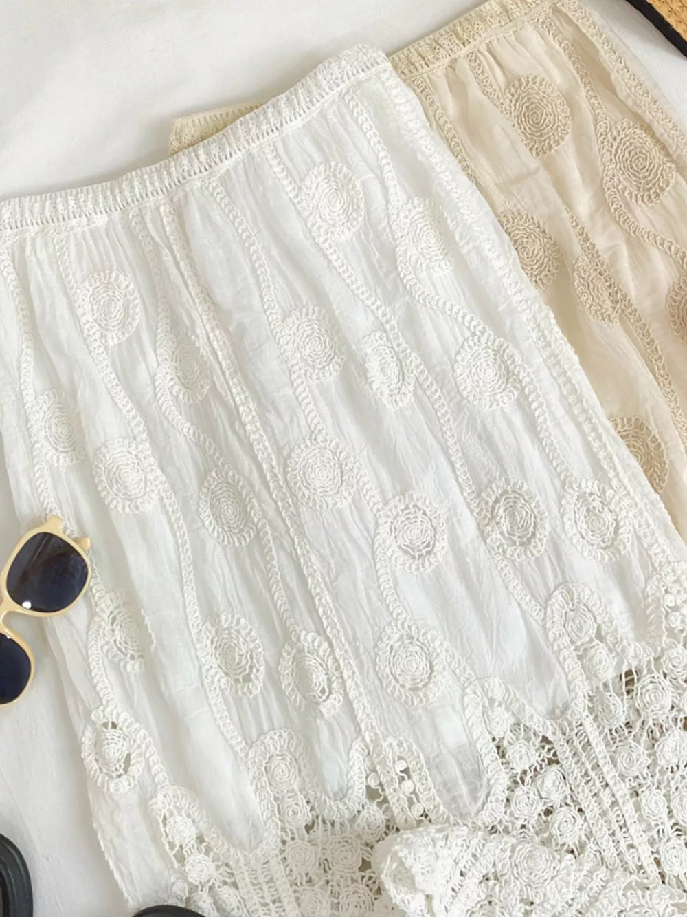 Lace Elastic Waist Midi Skirt, image 8
