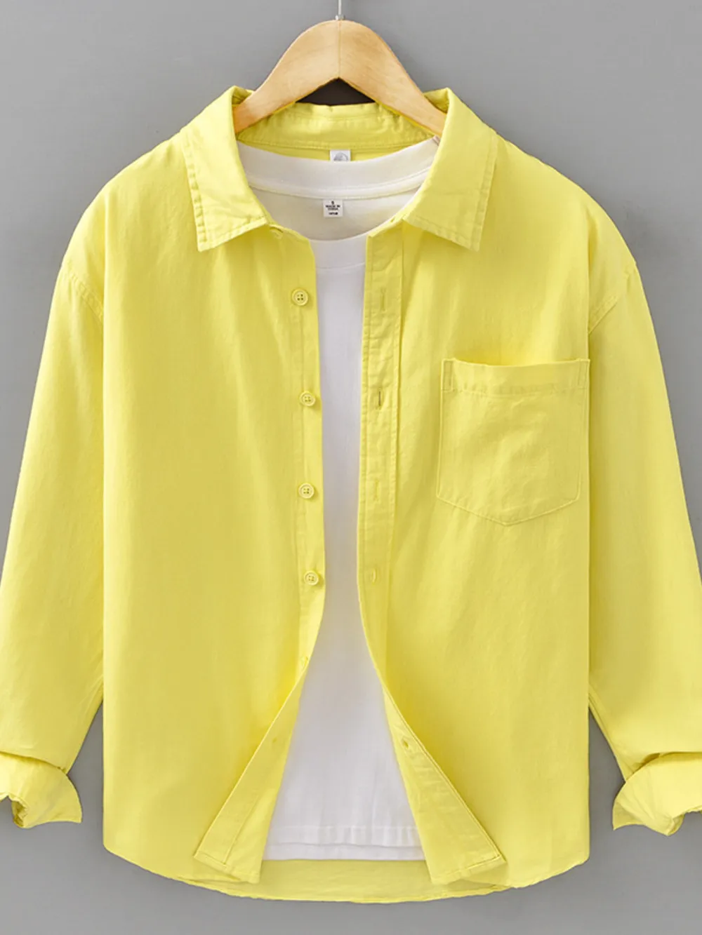 Men's Plus Size Casual Solid Color Long Sleeve Shirt, image 2