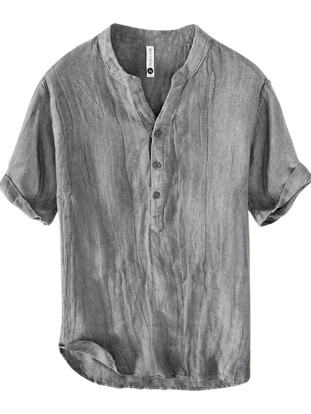 Men's Plus Size Button Detail Short Sleeve Top, image 4