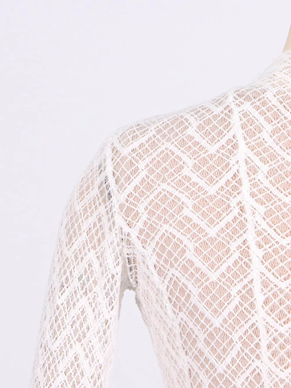 Lace Mock Neck Long Sleeve Maxi Dress, image 7