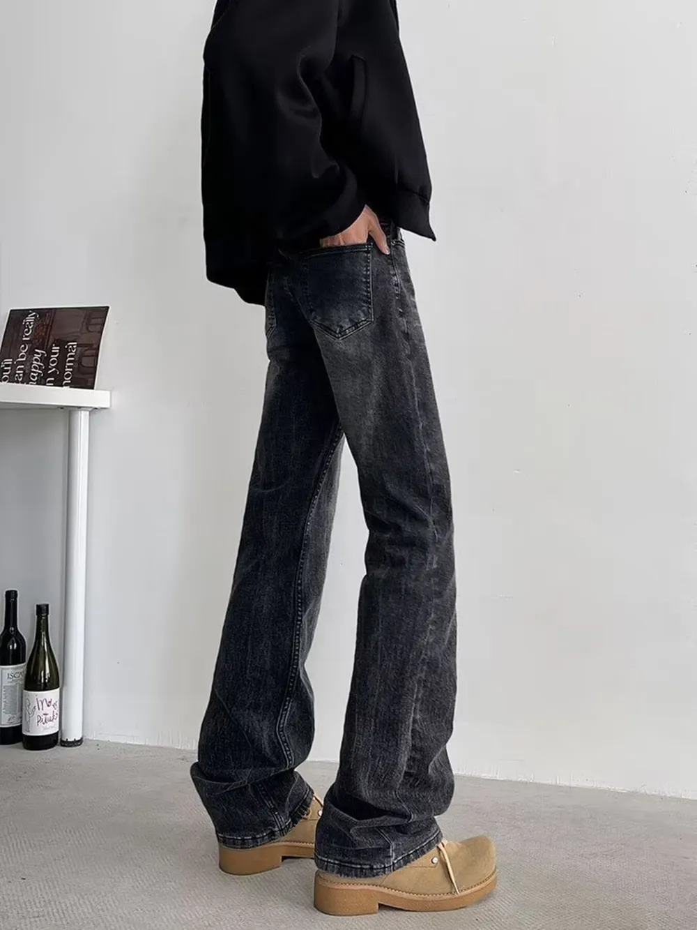 Men's Full Size Vintage Wash Flare Jeans Plus Size, image 4