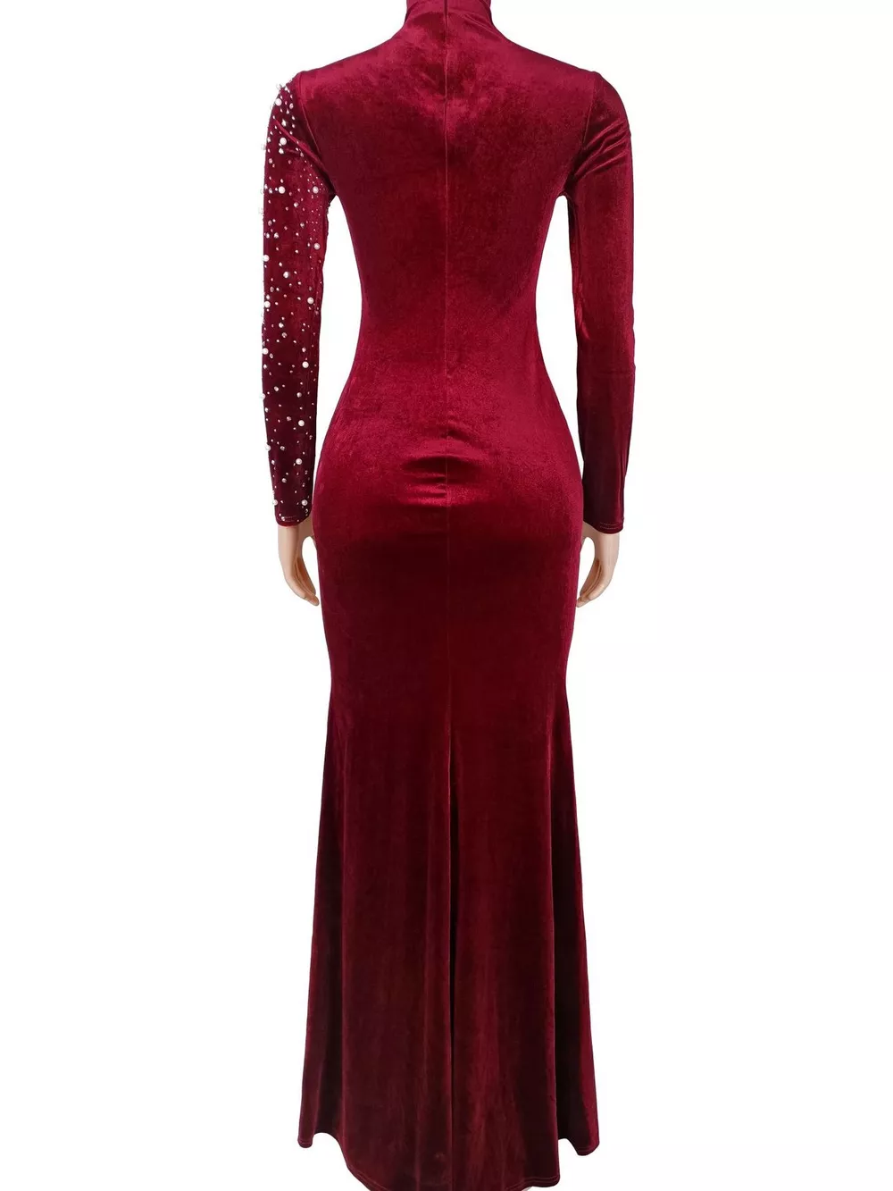 Rhinestone Embellished Velvet Mermaid Evening Maxi Dress, image 11