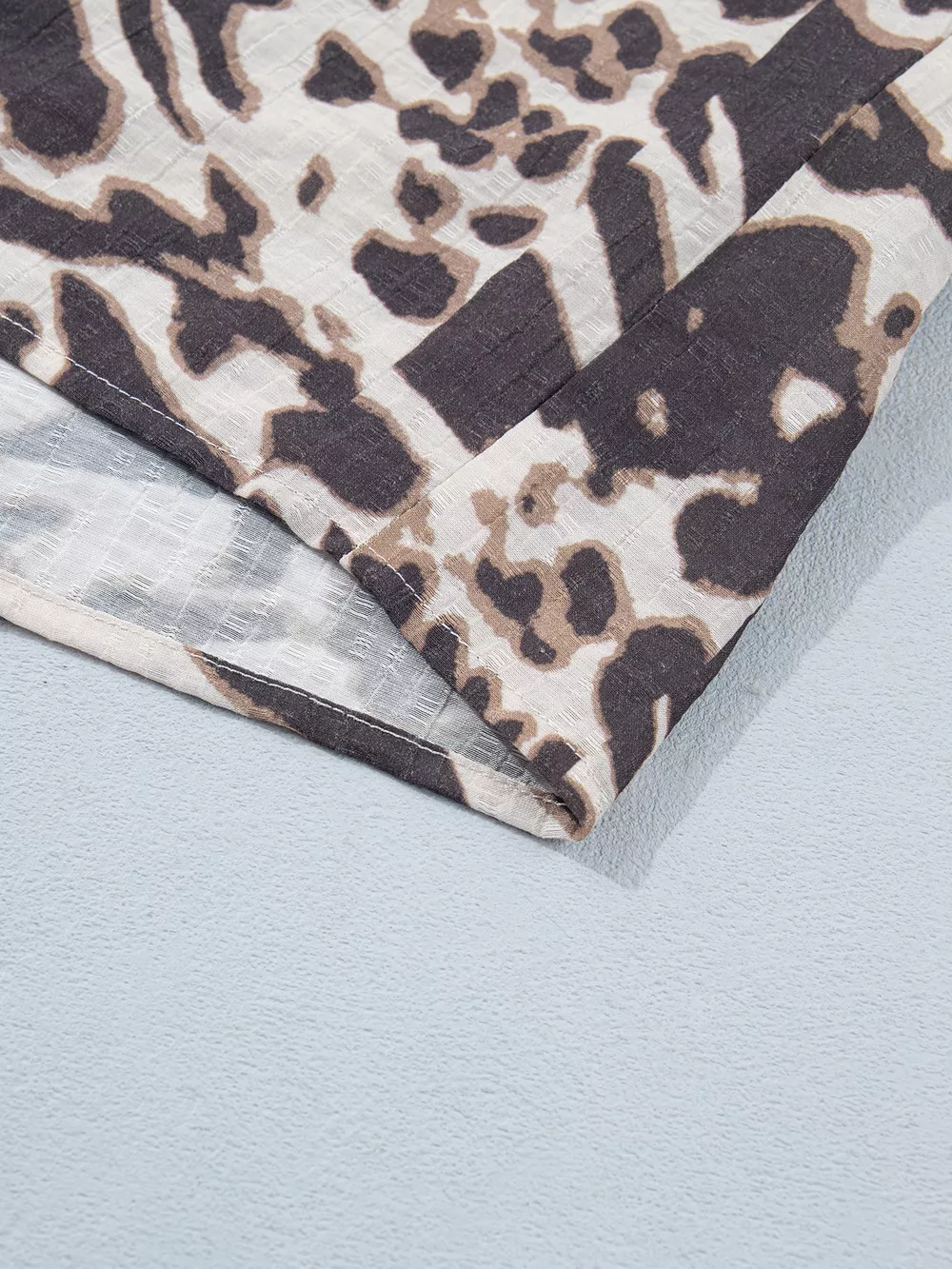 Leopard Print V Neck Button Down Balloon Sleeve Shirt, image 9