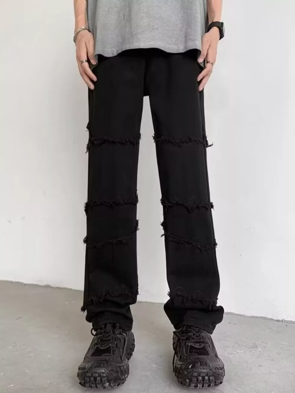 Men's Full Size Raw Hem Jeans Plus Size
