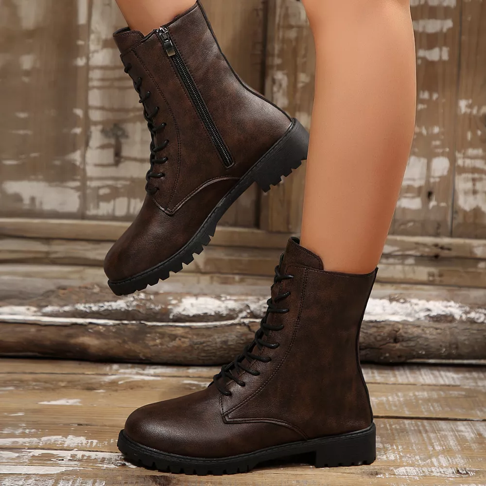 Round Toe Lace Up Boots, image 6