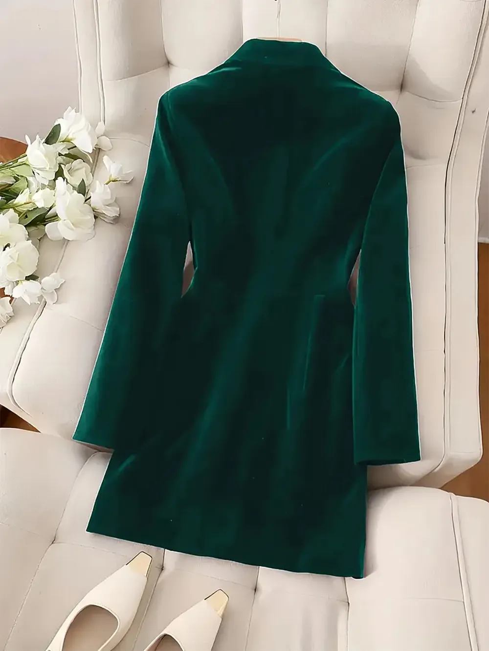 Velvet Double-Breasted Blazer Dress, image 3