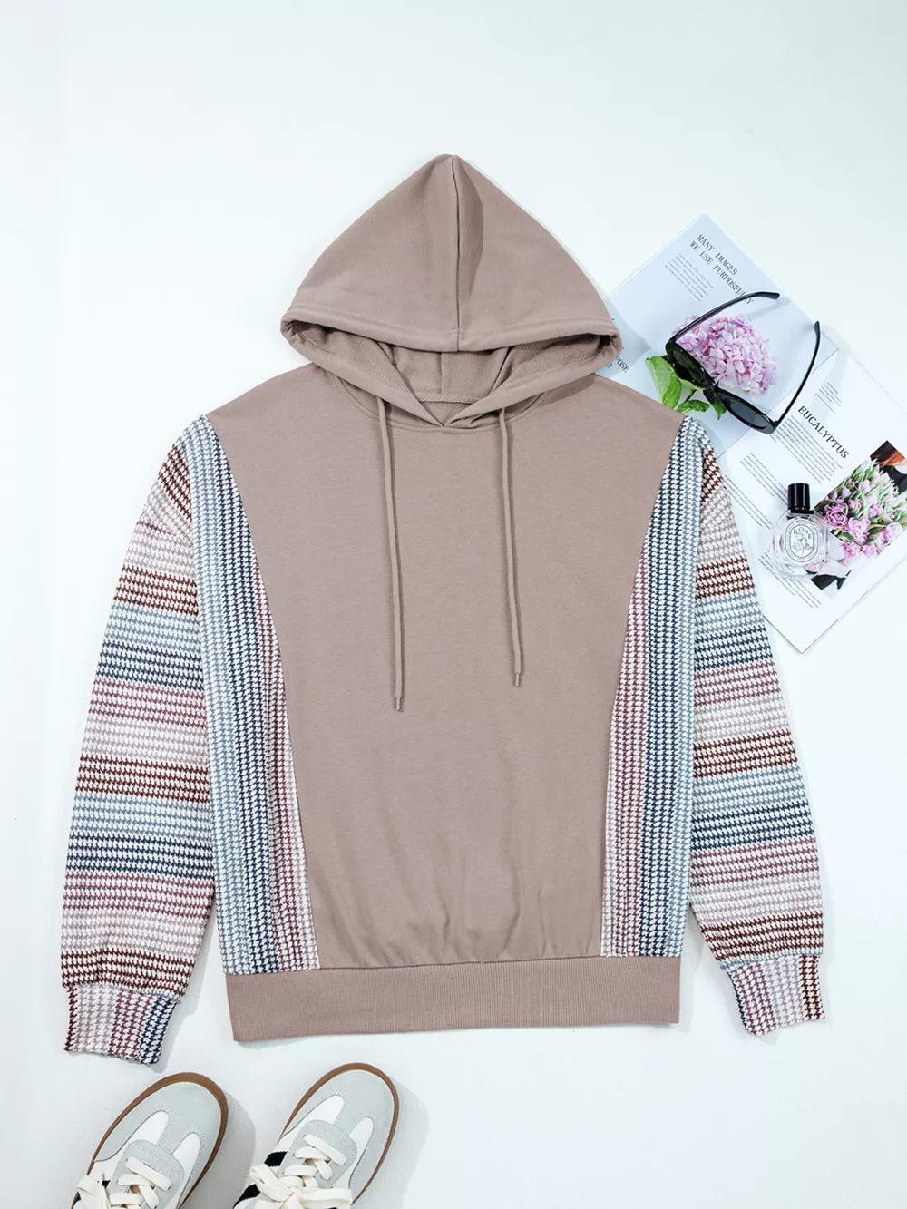 Colorblock Patchwork Baggy Hoodie, image 9