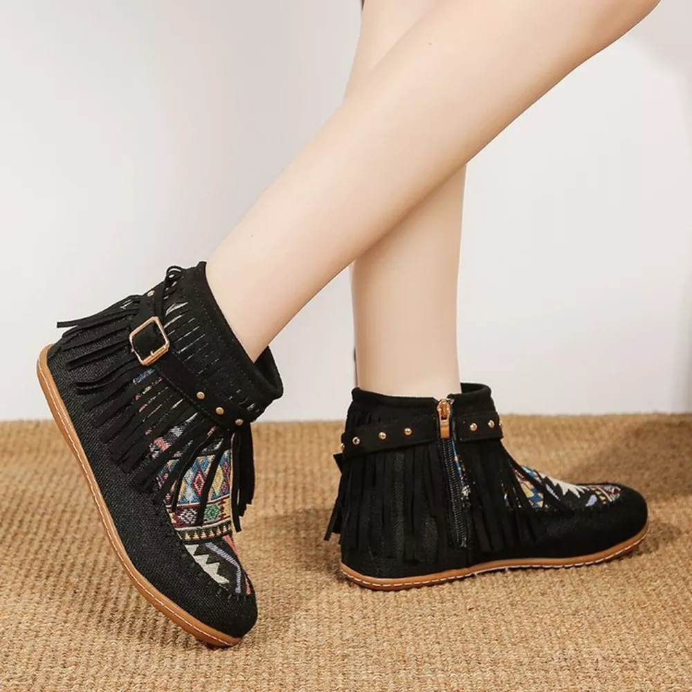 Fringe Side Zipper Ankle Boots, image 10
