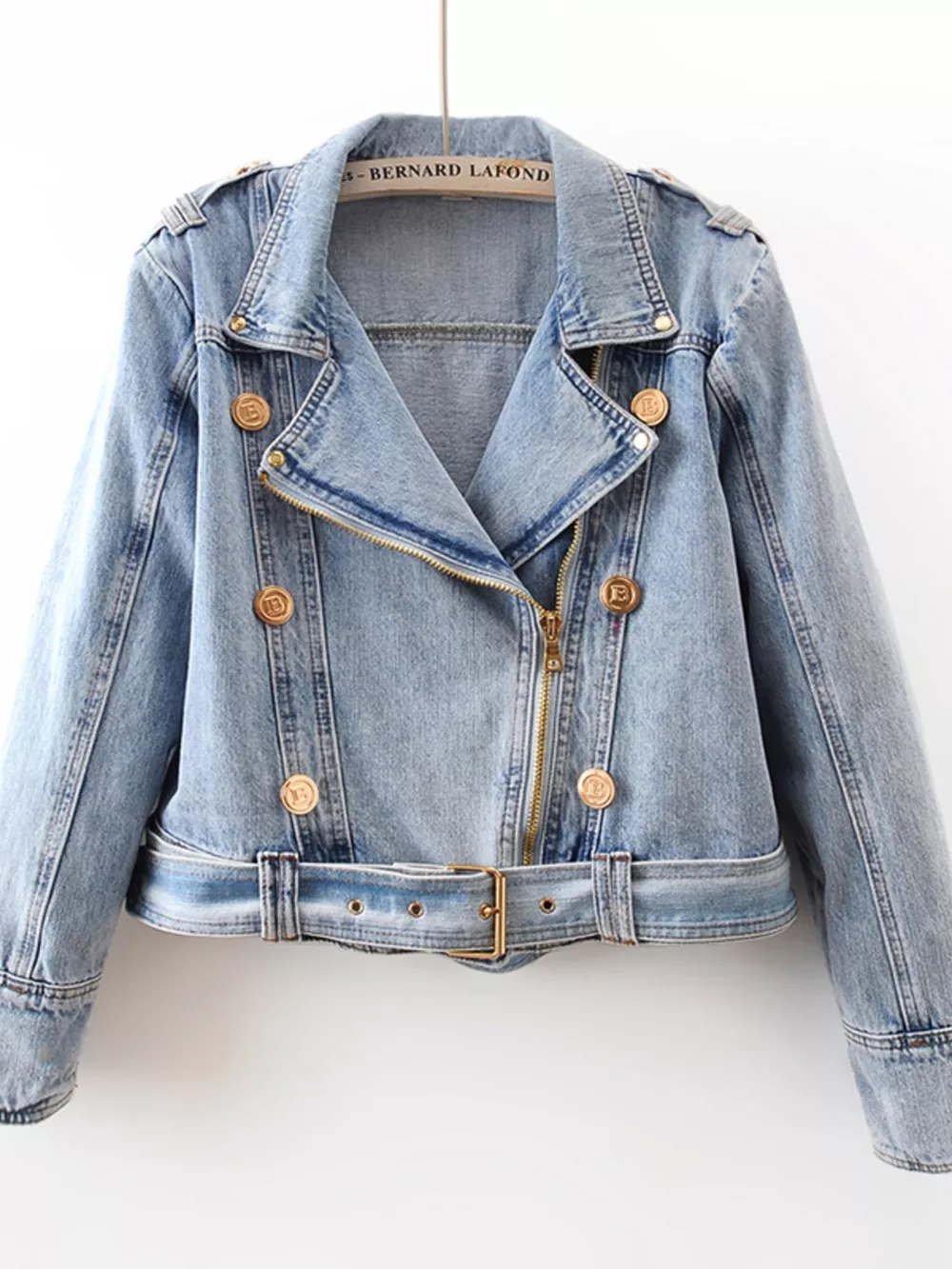 Asymmetrical Zip Denim Jacket, image 6