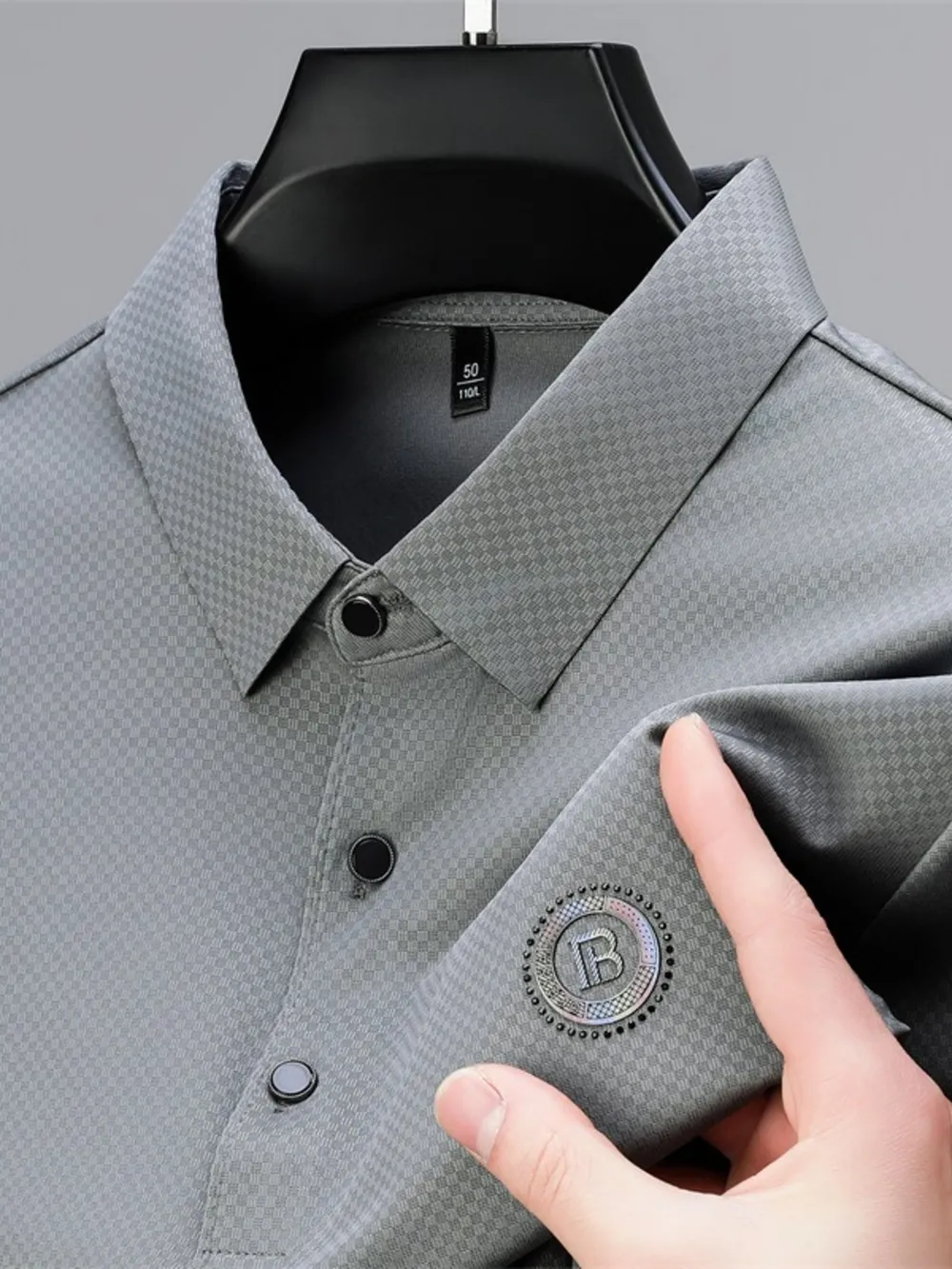 Men's Plus Size Textured Short Sleeve Golf Polo