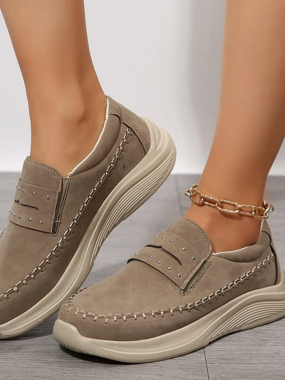 Studded Round Toe Platform Slip-Ons, image 9