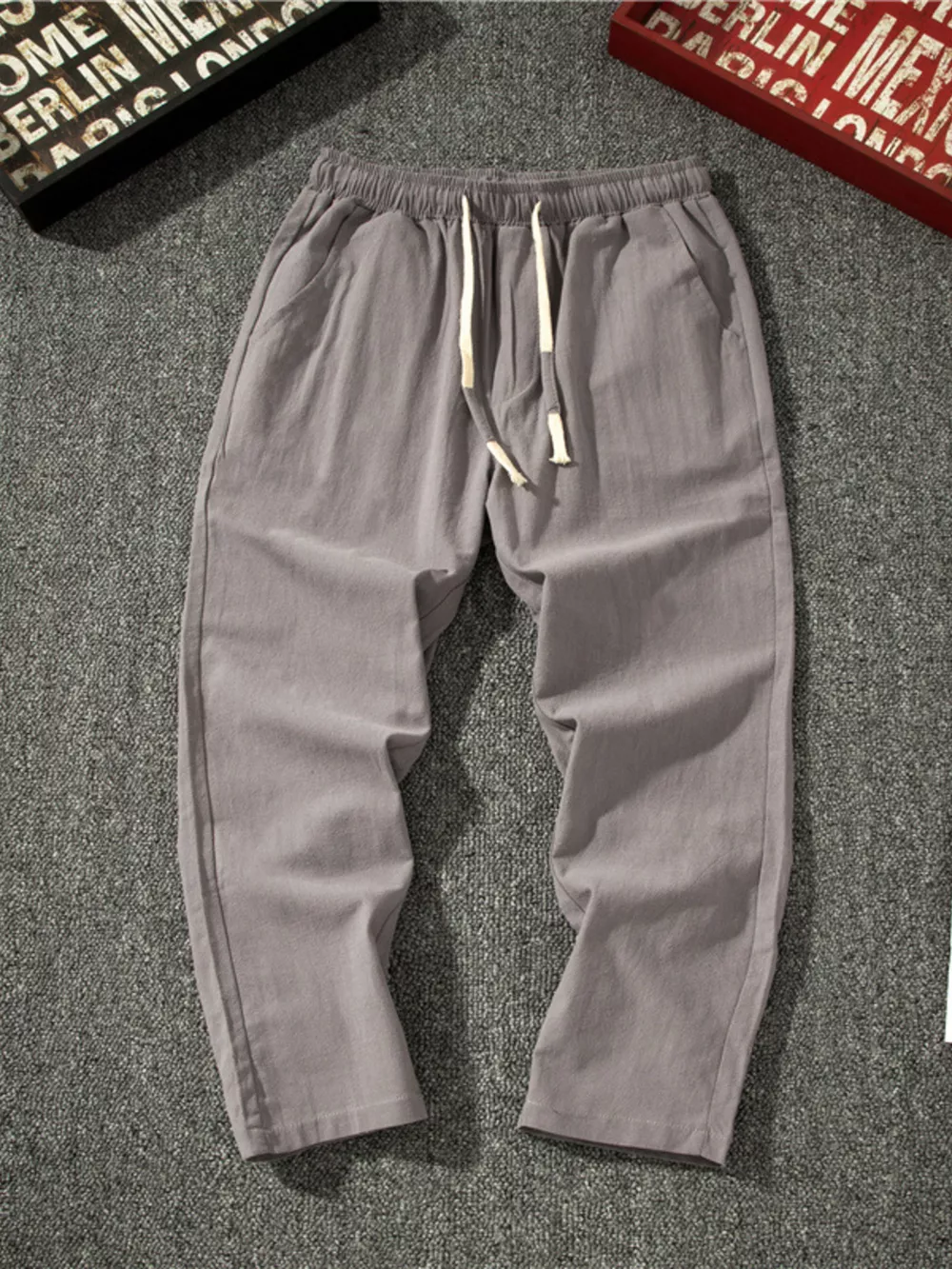 Men's Plus Size Drawstring Loose Fit Pants, image 5