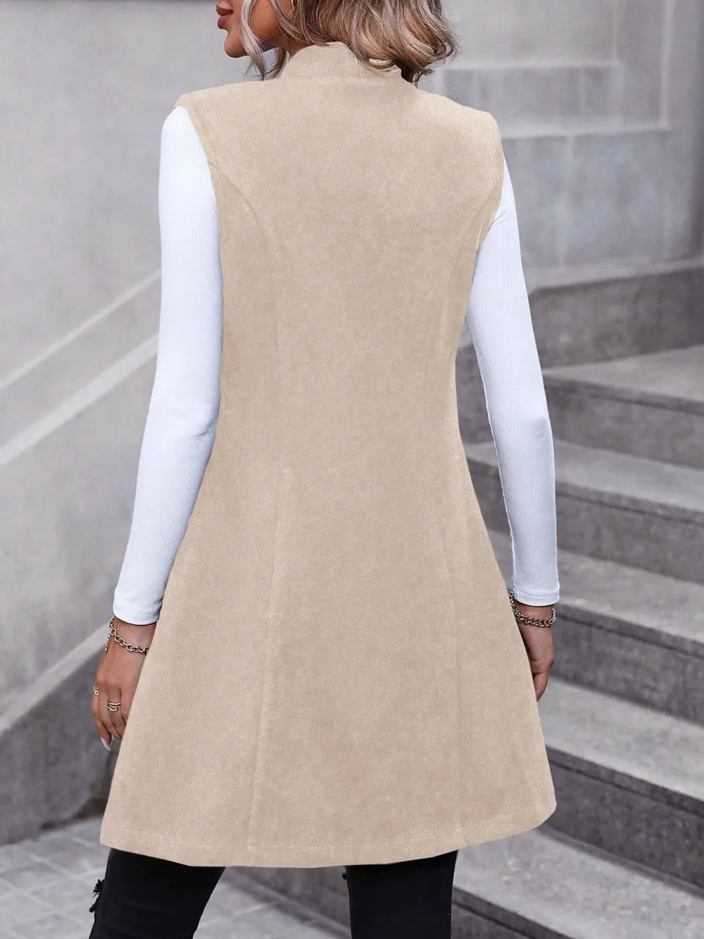 Button Up Longline Vest Coat, image 12