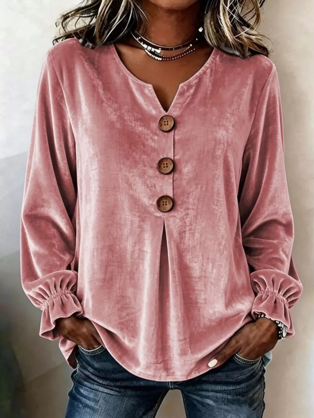 Velvet Flounce Sleeve Blouse, image 4