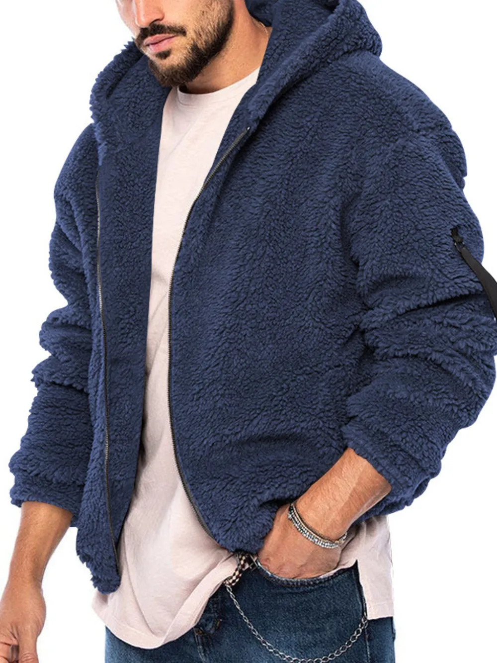 Men's Full Size Sherpa Fleece Hooded Zip-Up Jacket Plus Size, image 13