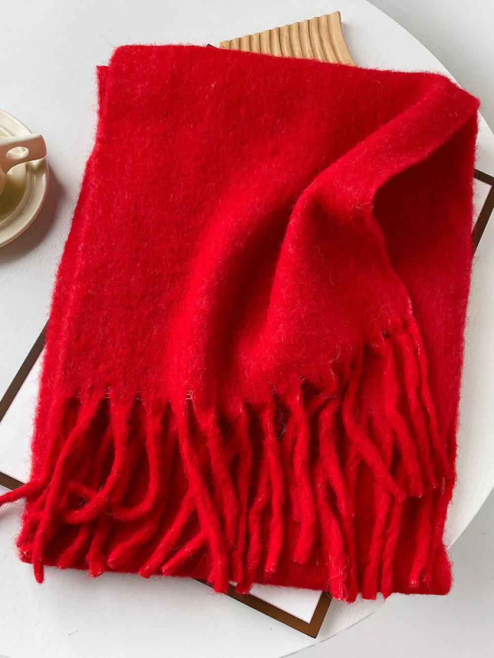 Fringe Solid Color Scarf, image 5