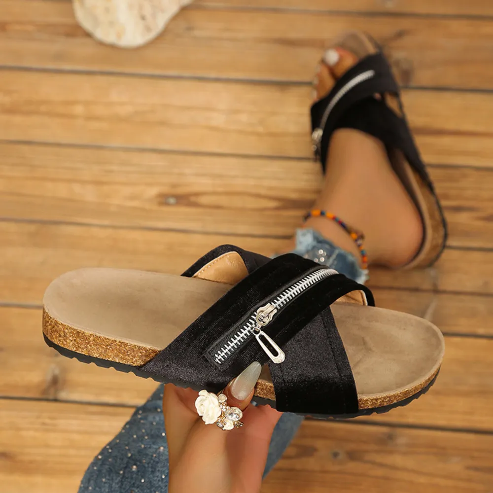 Open Toe Zip Detail Sandals, image 4