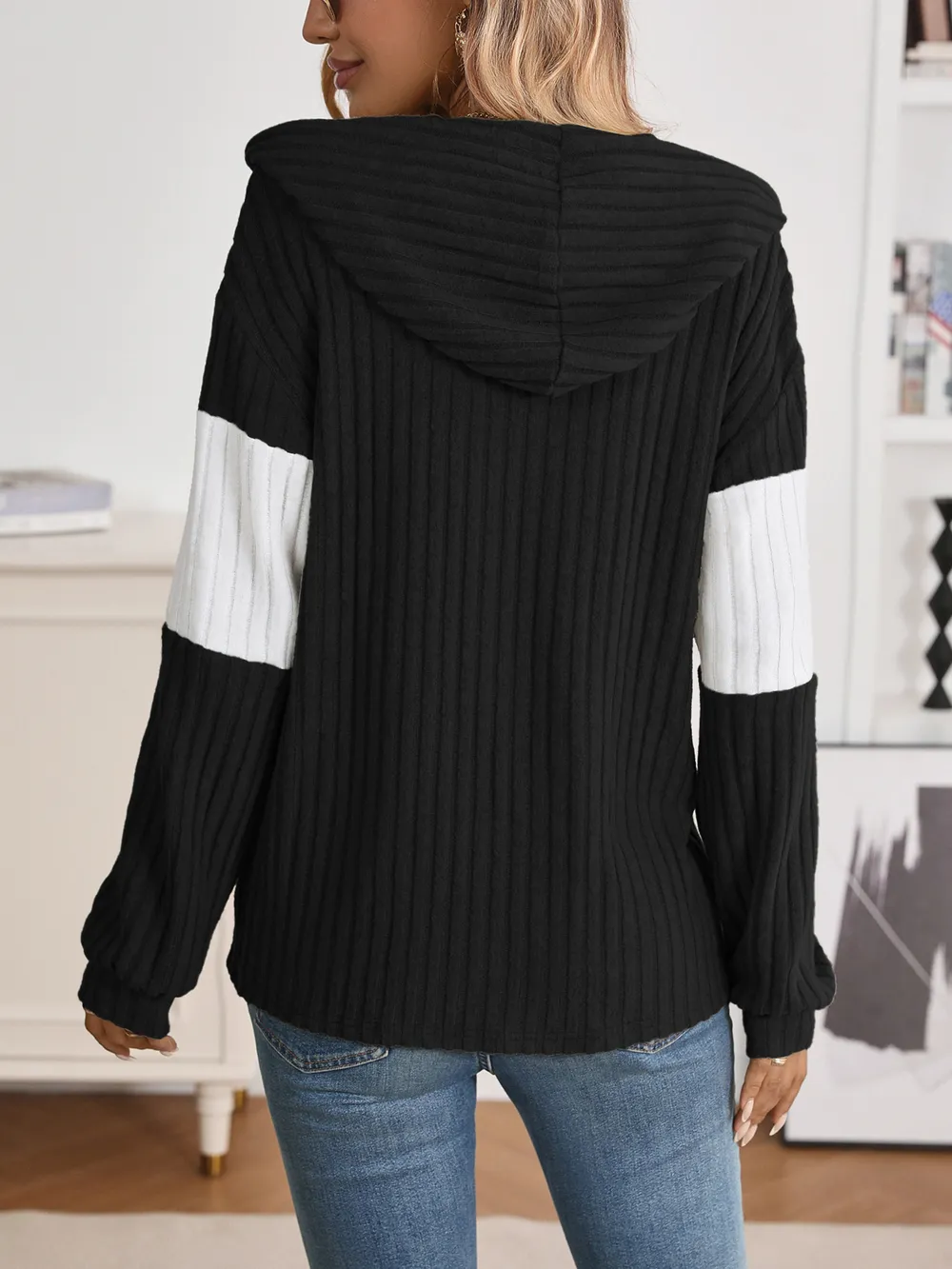 Drawstring Color Block Zip Up Outerwear, image 2