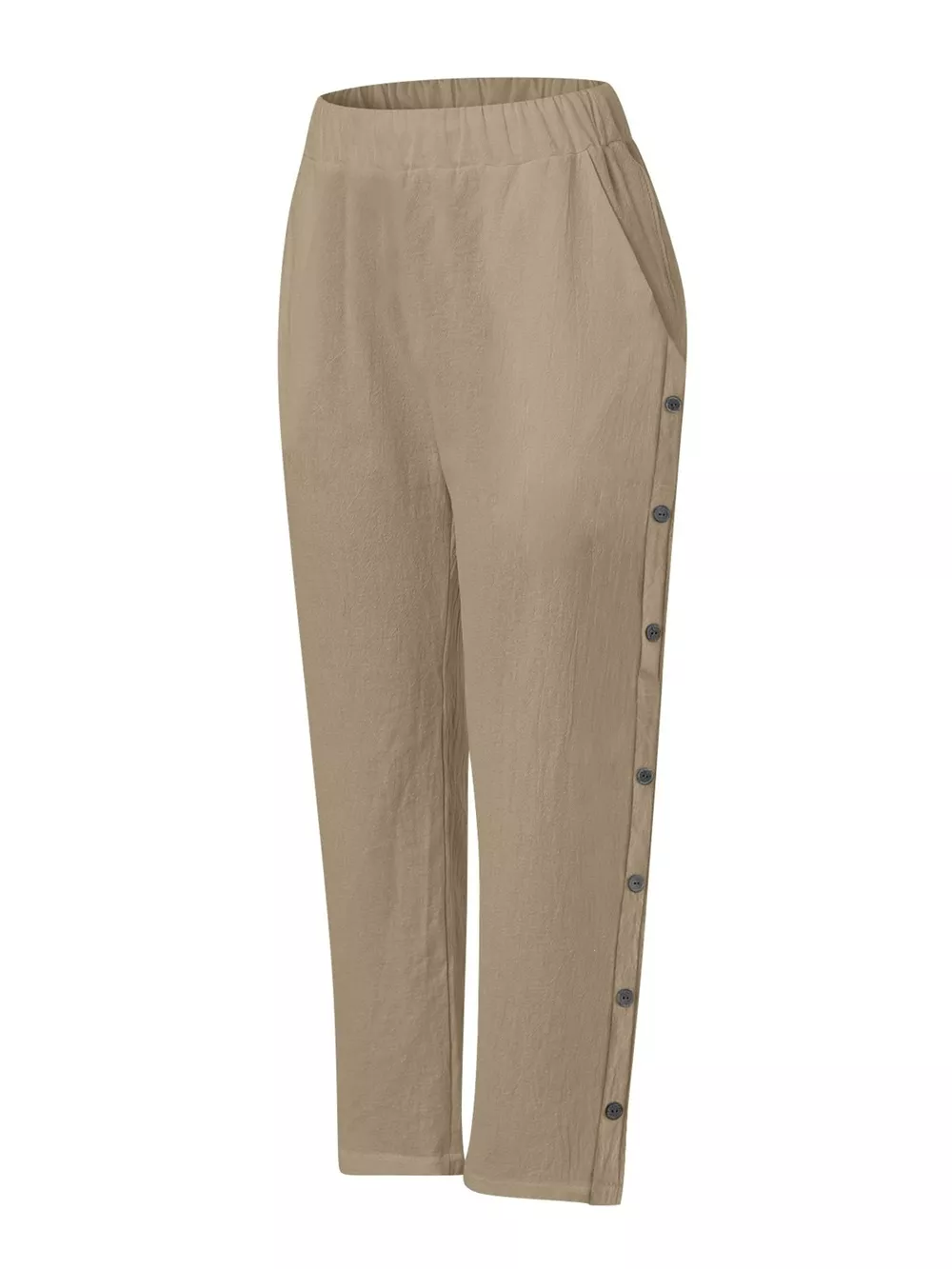 Full Size Side Button Decor Pants Plus Size, image 7