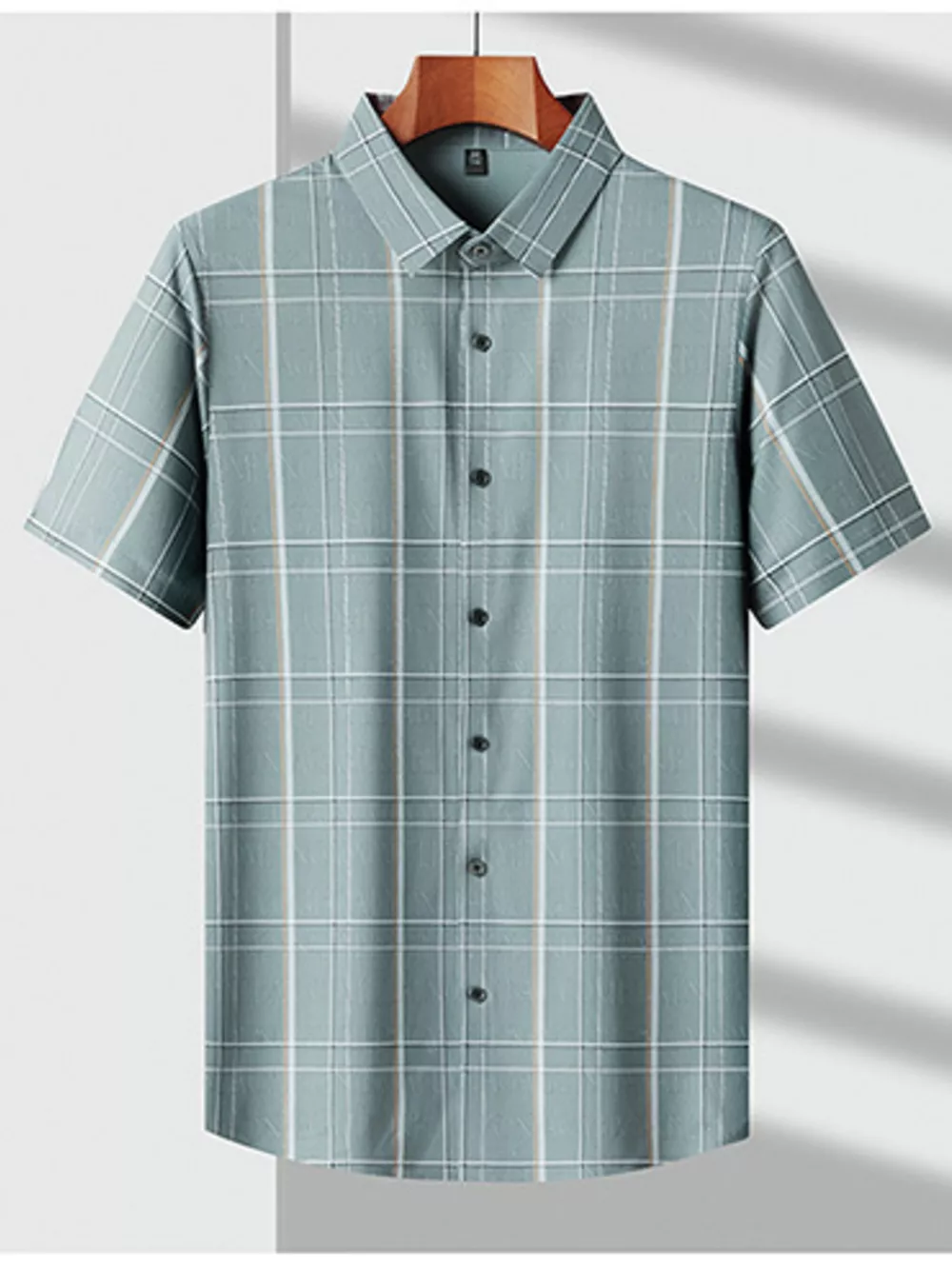 Men's Plus Size Plaid Button Up Short Sleeve Shirt, image 2
