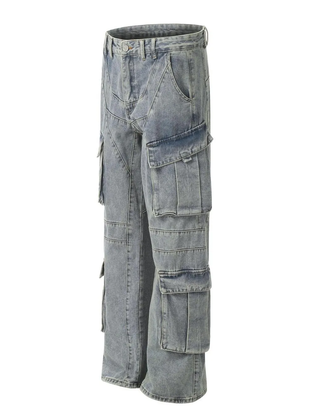 Men's Multi-Pocket Cargo Wide Leg Jeans, image 2