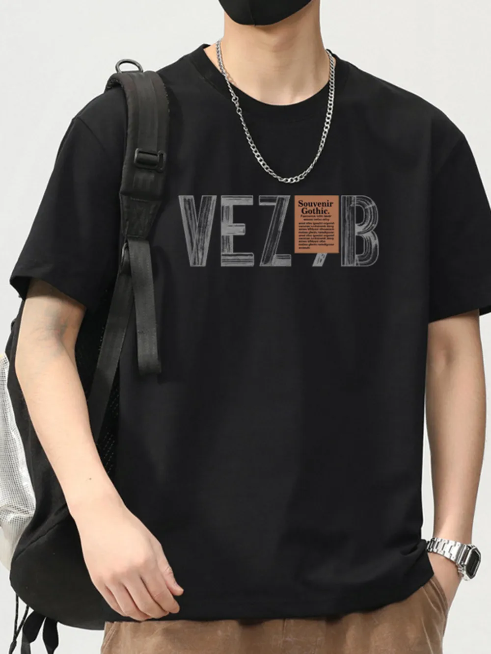 Men's Plus Size Letter Round Neck Short Sleeve T-Shirt, image 6