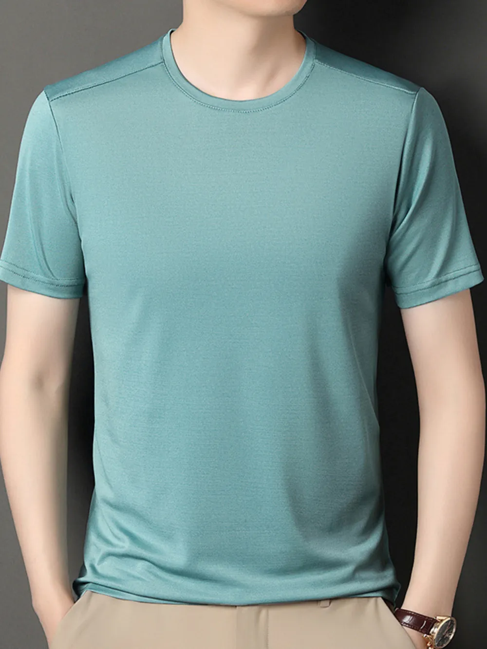 Men's Plus Size Round Neck Short Sleeve T-Shirt, image 4
