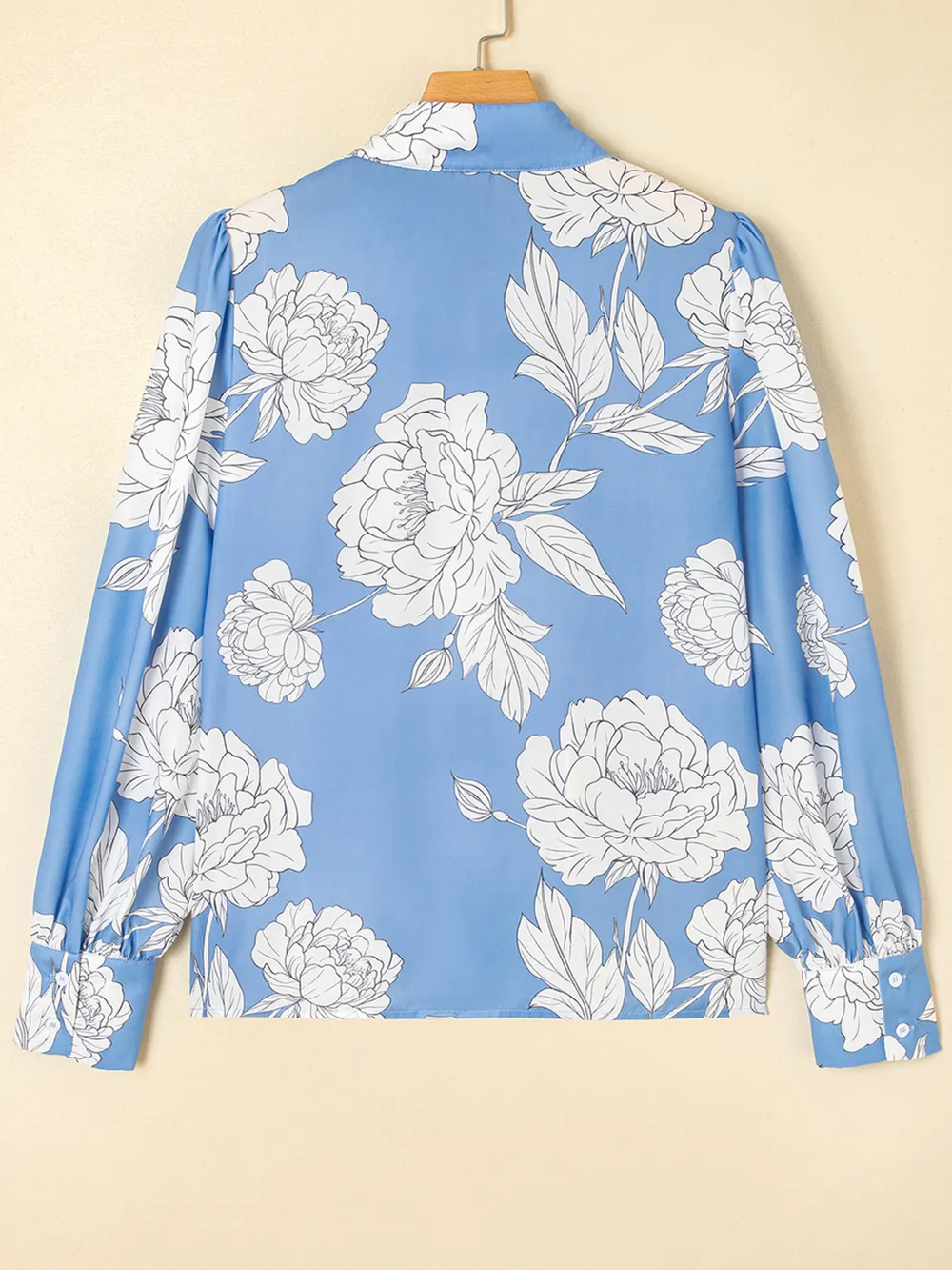 Floral Print Button Up Pleated Detail Puff Sleeve Shirt, image 9