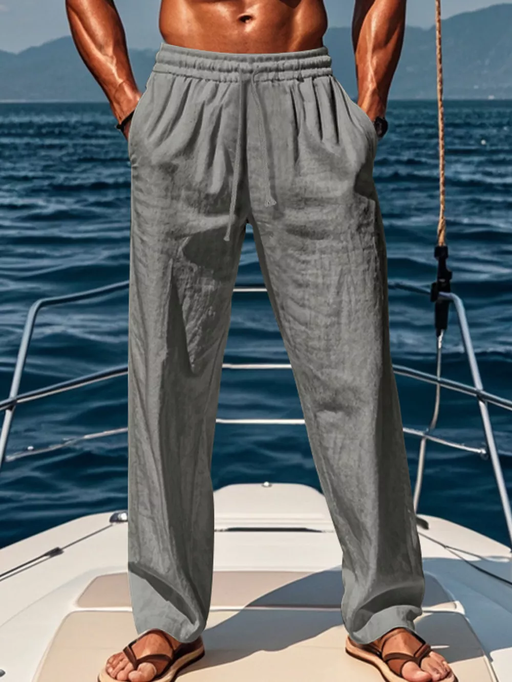 Men's Full Size Casual Loose-Fit Pants with Elastic Drawstring Waist Plus Size, image 18