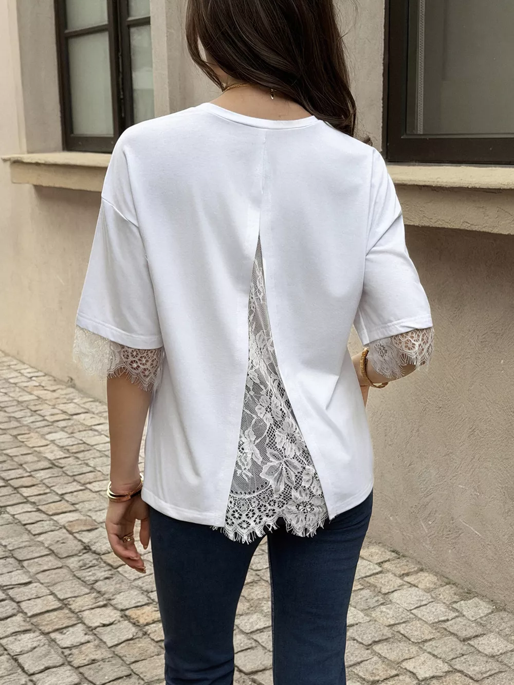 Lace Trimmed Casual T-Shirt, image 5