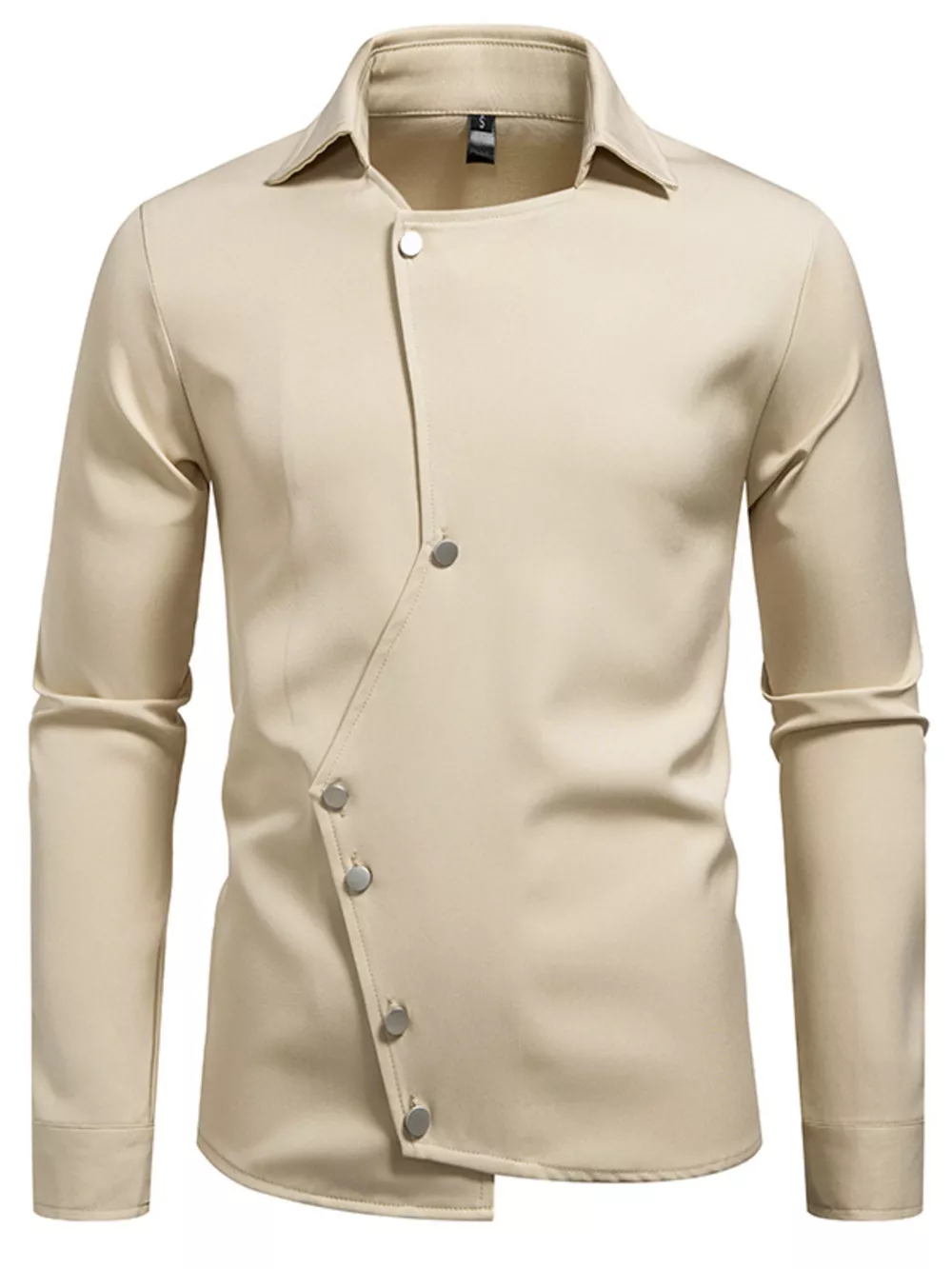 Men's Asymmetrical Button-Down Long Sleeve Shirt, image 7