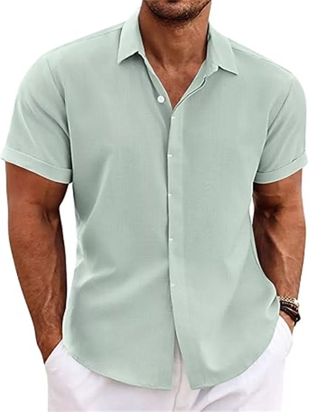 Men's Full Size Casual Short Sleeve Button-Down Shirt Plus Size, image 7