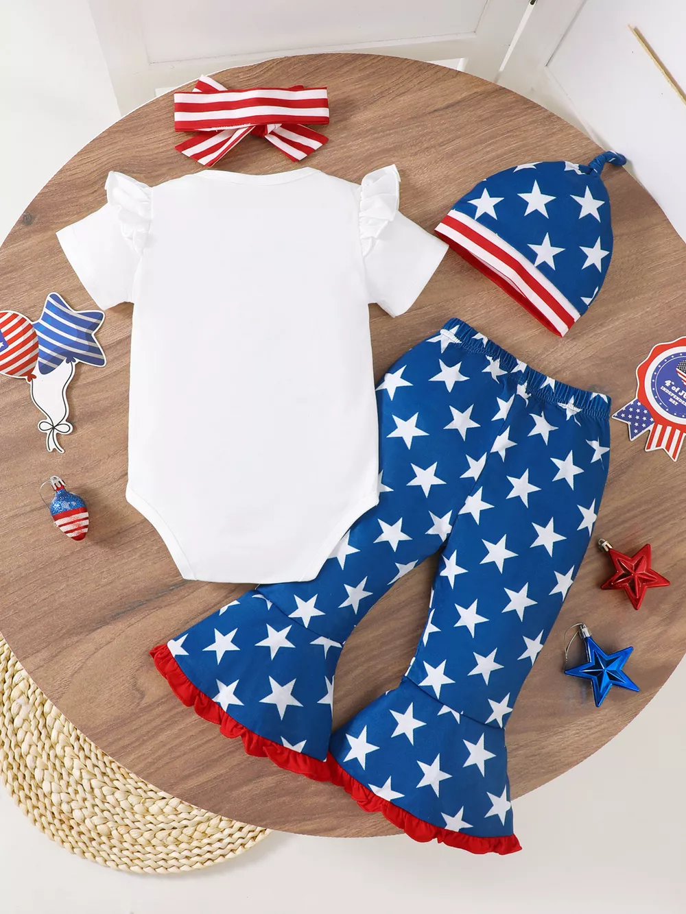 Children's Patriot Letter Bodysuit and Flare Pants 4 Piece Set, image 5