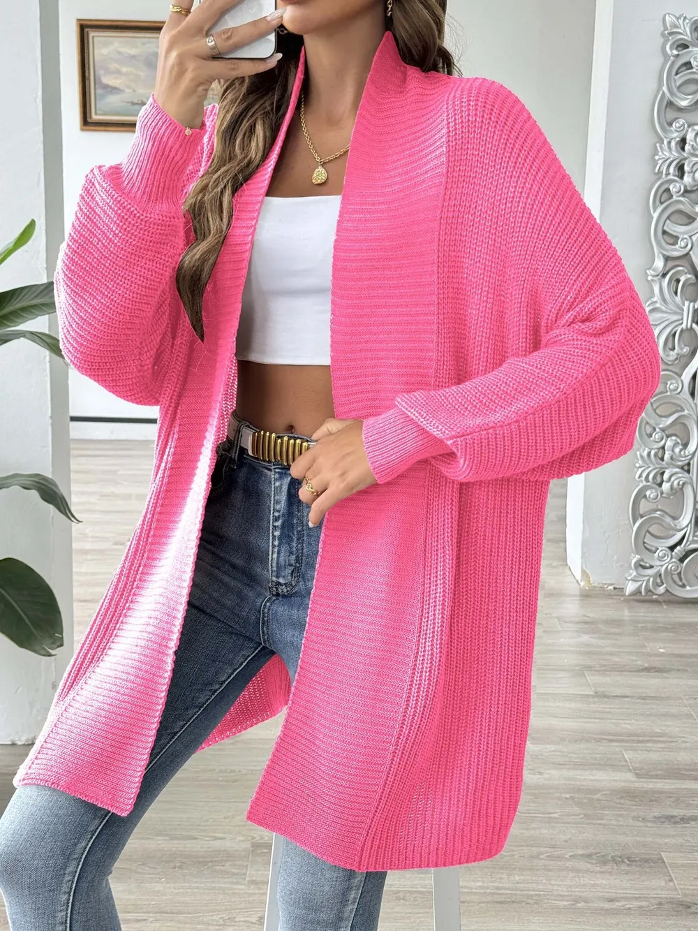 Oversized Knit Open Front Cardigan, image 15
