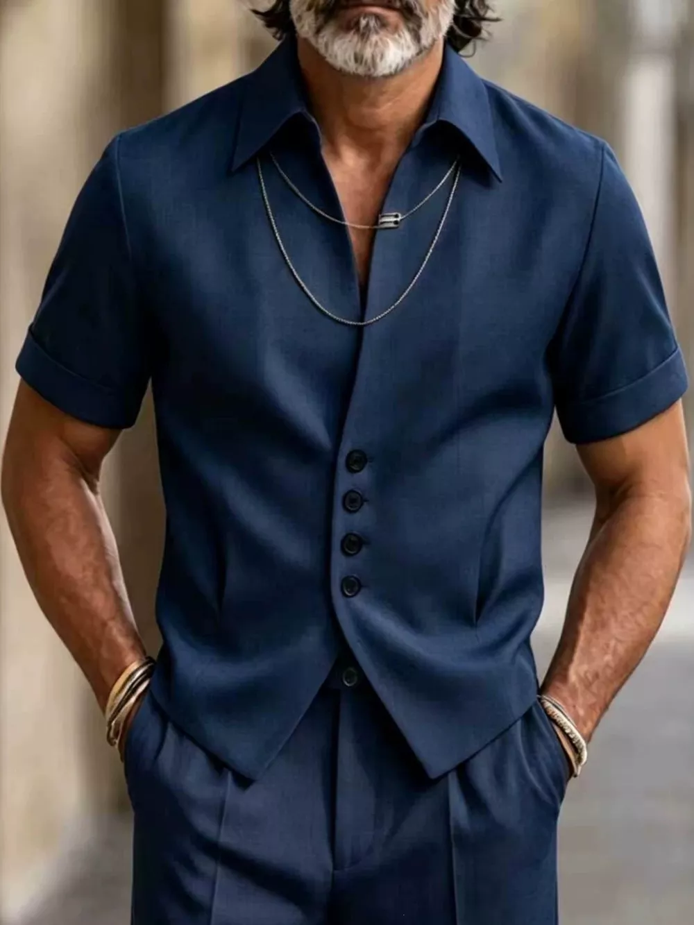 Men's Full Size Slim-Fit Short Sleeve Button-Down Shirt Plus Size, image 5