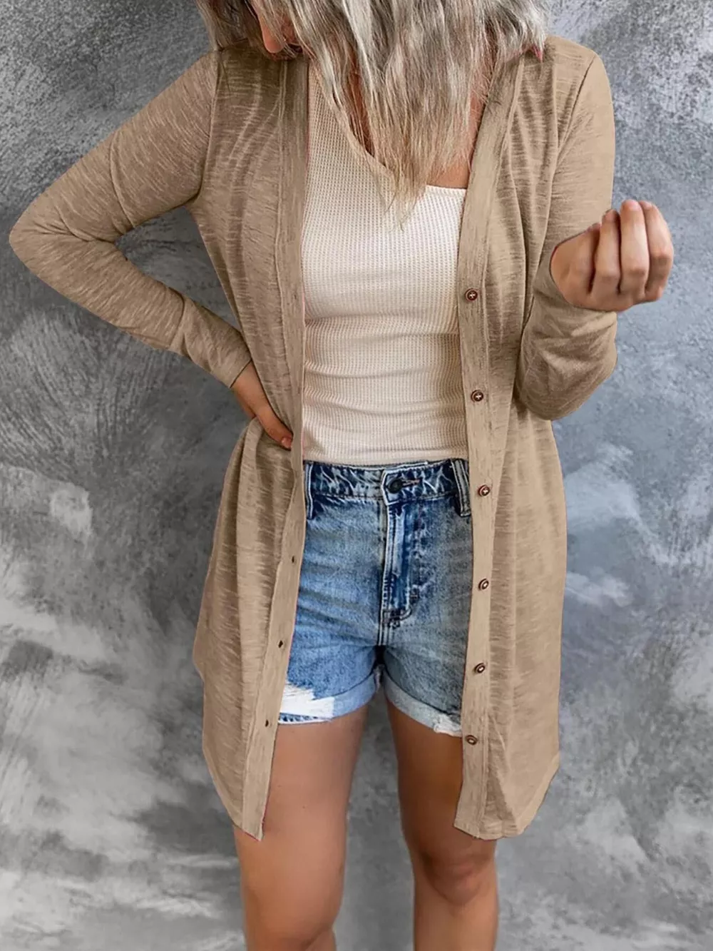 Full Size Lightweight Button-Up Cardigan Plus Size, image 17