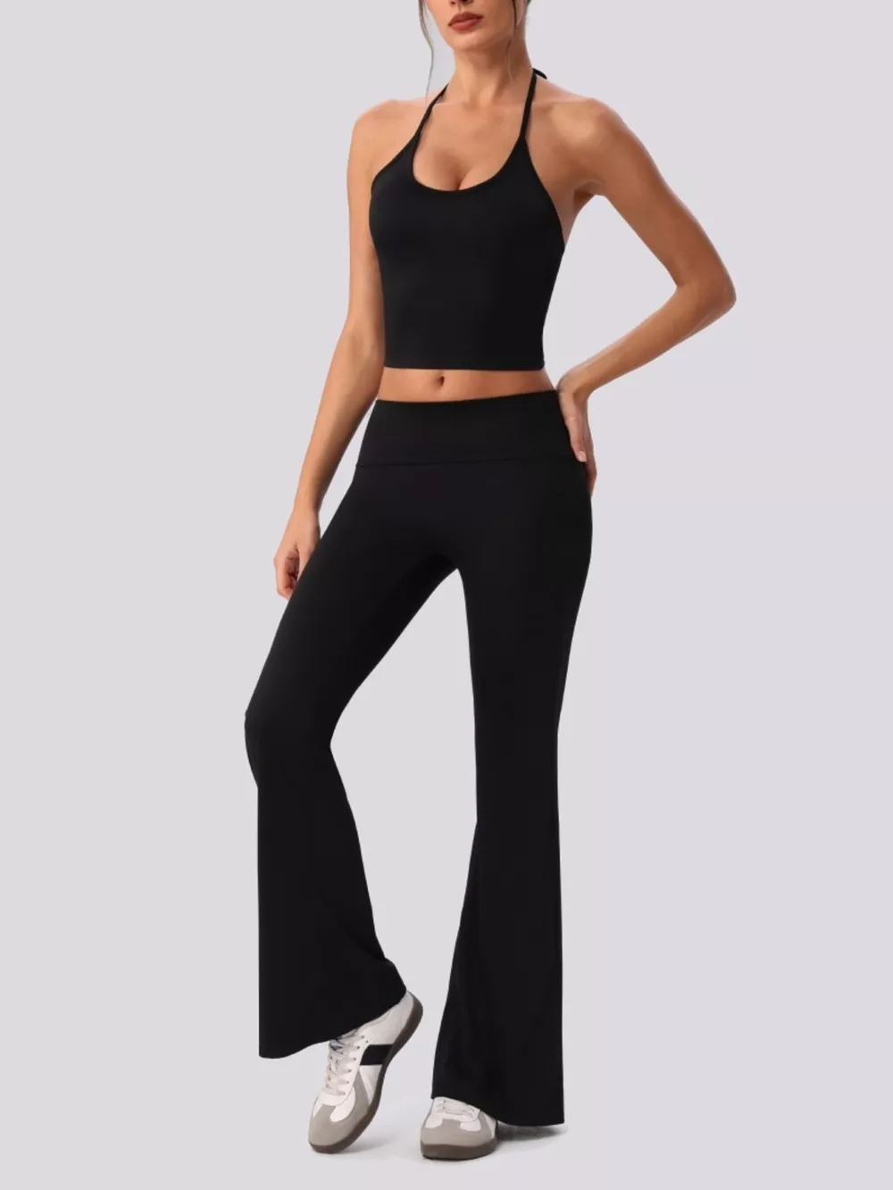 Halter Neck Cami and Flare Leggings Active Set, image 12