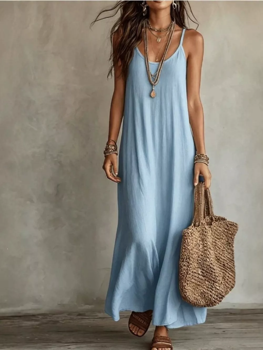 Full Size Scoop Neck Spaghetti Strap Maxi Dress Plus Size, image 7