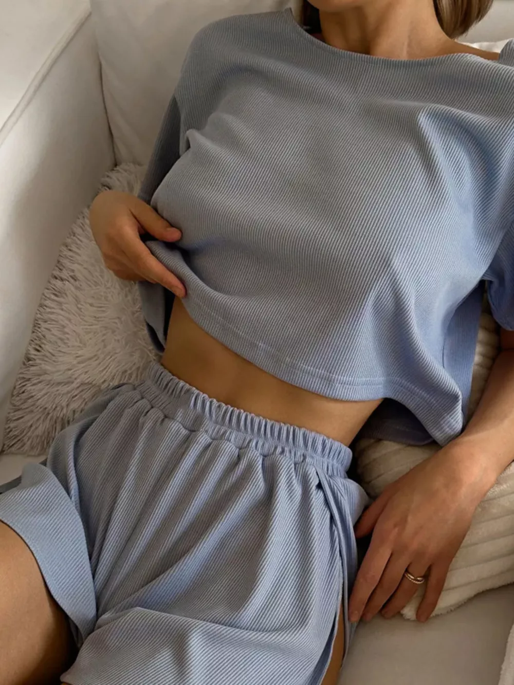 Round Neck Tee and Shorts Set, image 2