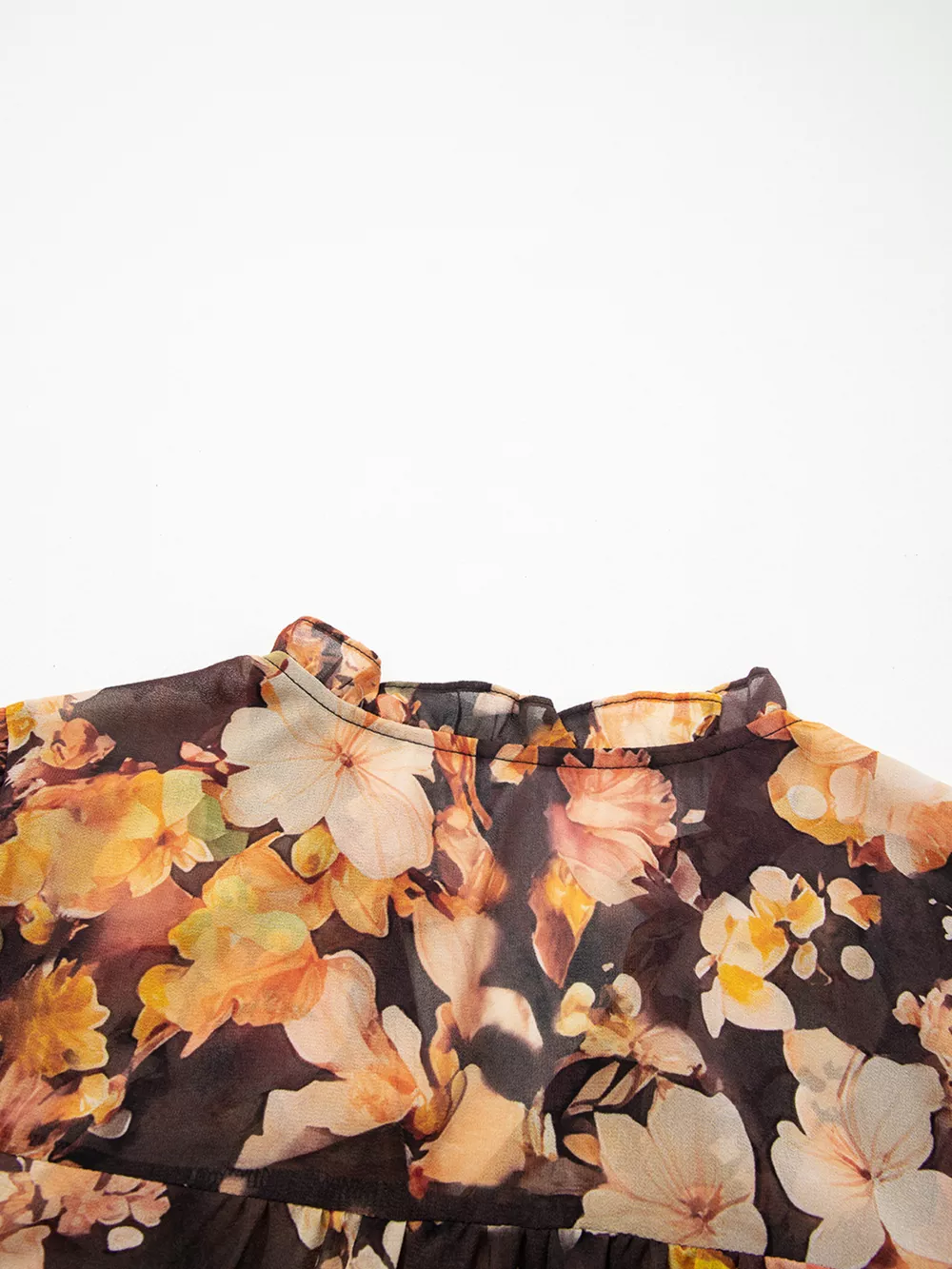 Floral V Neck Long Puff Sleeve Breezy Blouse, image 9