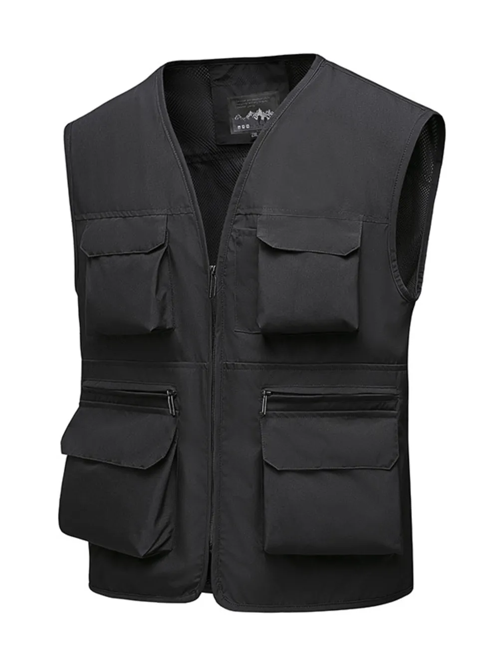 Men's Full Size Multi-Pocket Zip Up Vest Plus Size