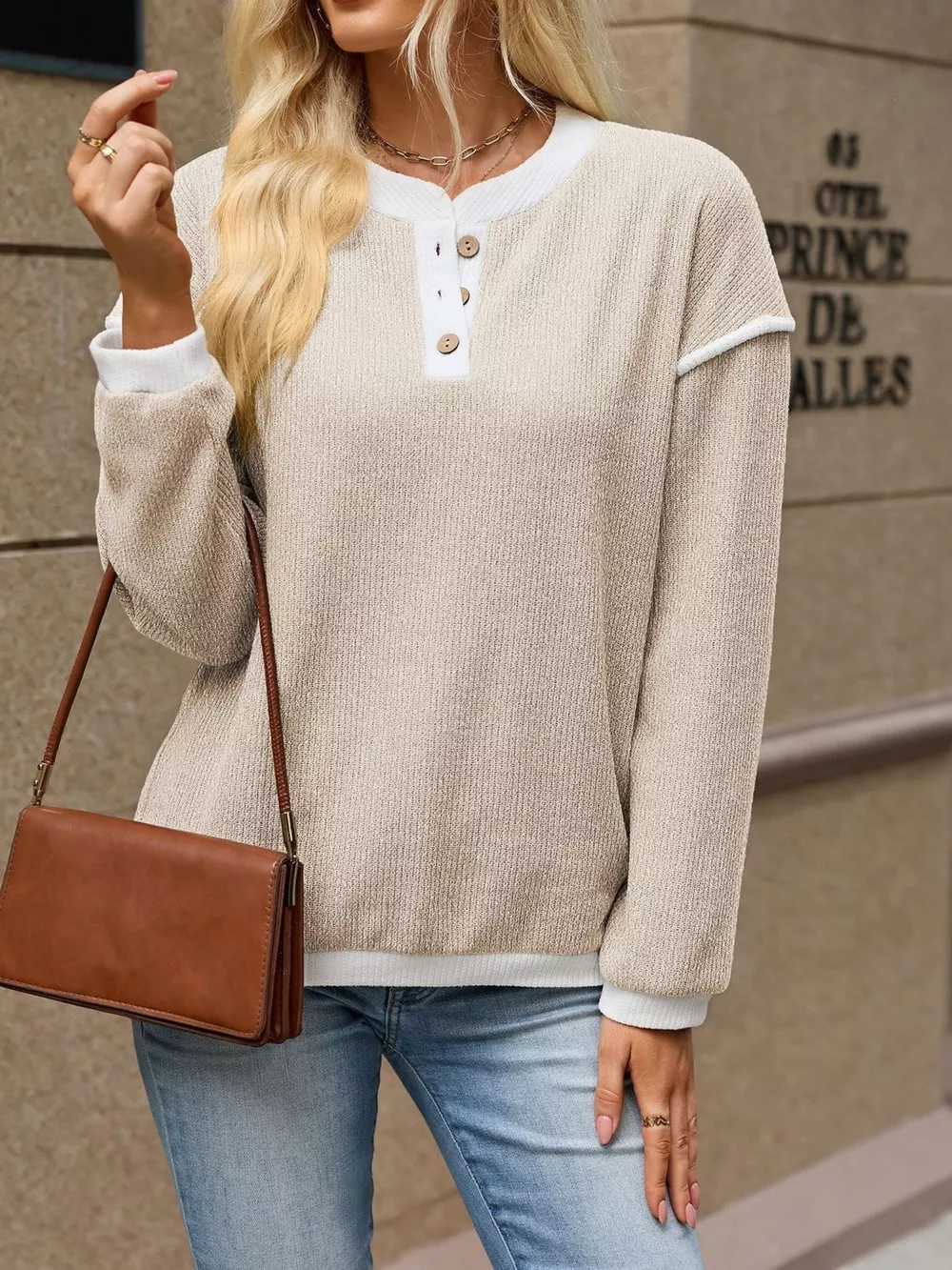 Button Detail Dropped Shoulder T-Shirt, image 5
