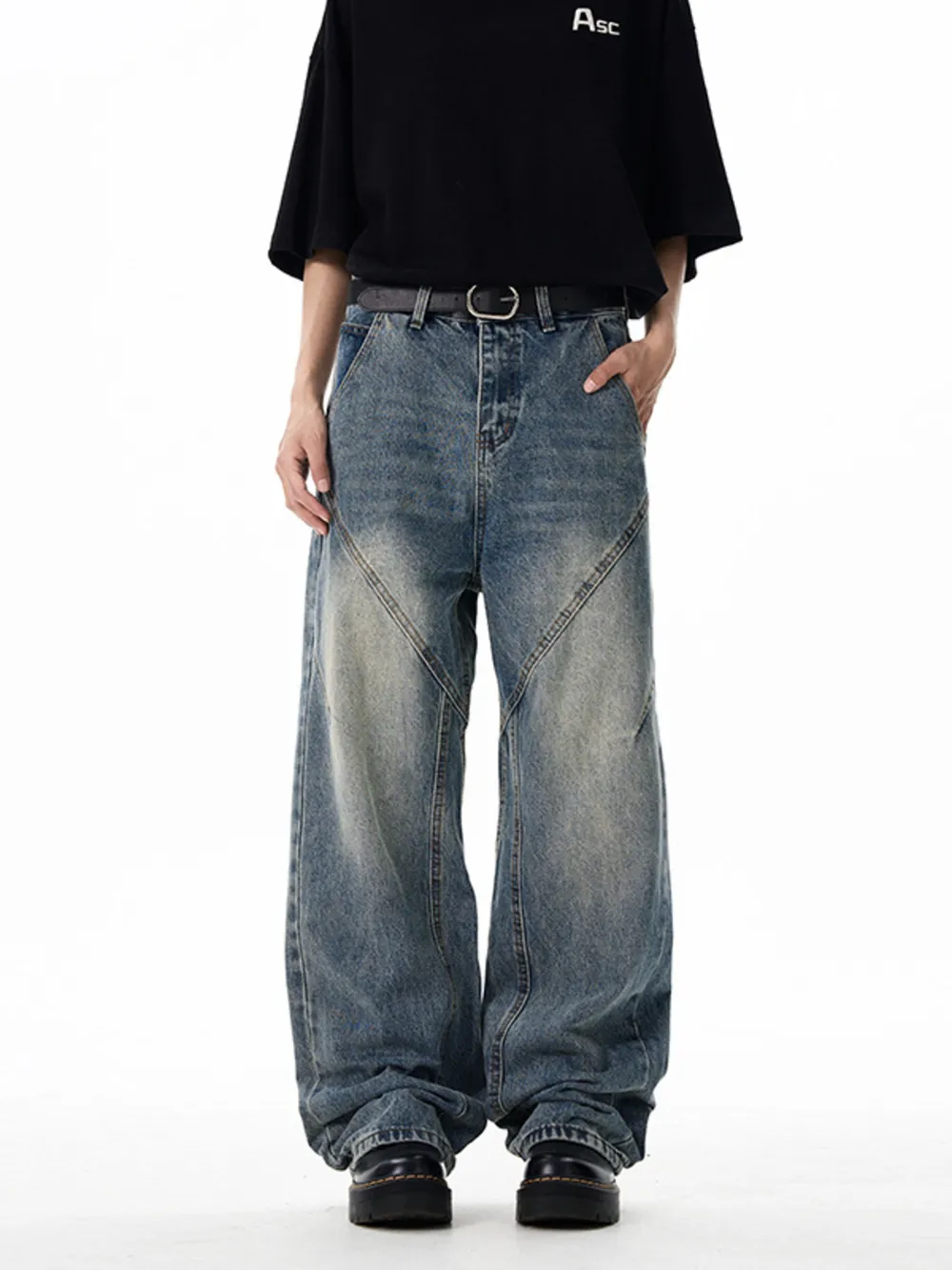 Men's Wash Wide Leg Jeans