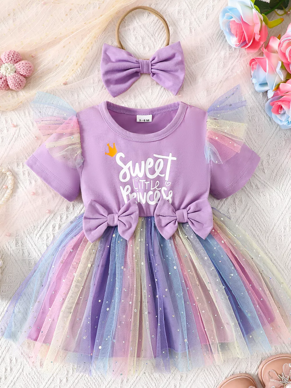 Children's Bowknot Tulle Dress with Headband