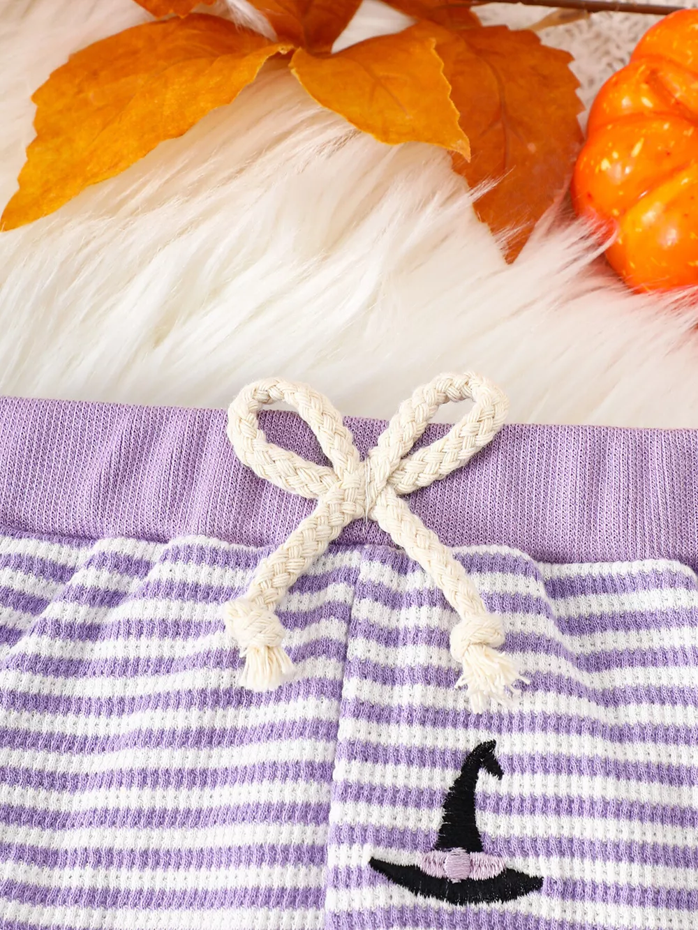 Children's Halloween Pumpkin Striped Long Sleeve Pajama Set, image 12